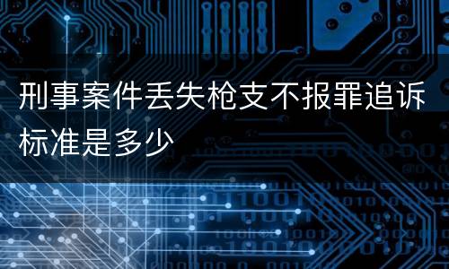 刑事案件丢失枪支不报罪追诉标准是多少
