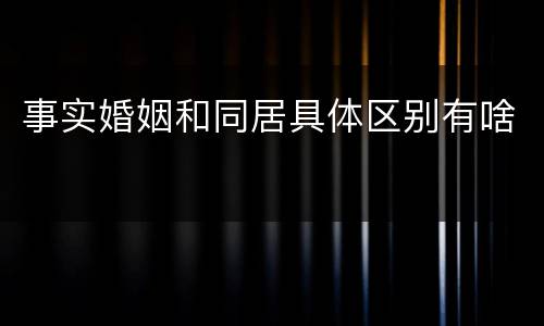 事实婚姻和同居具体区别有啥