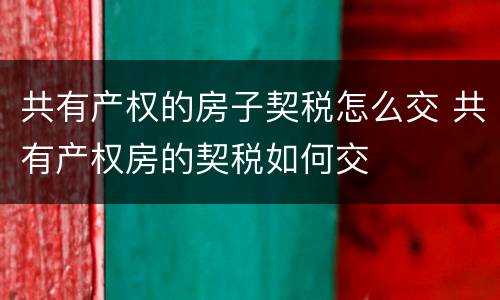 共有产权的房子契税怎么交 共有产权房的契税如何交