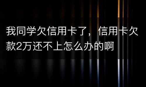 我同学欠信用卡了，信用卡欠款2万还不上怎么办的啊
