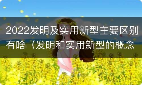 2022发明及实用新型主要区别有啥（发明和实用新型的概念）