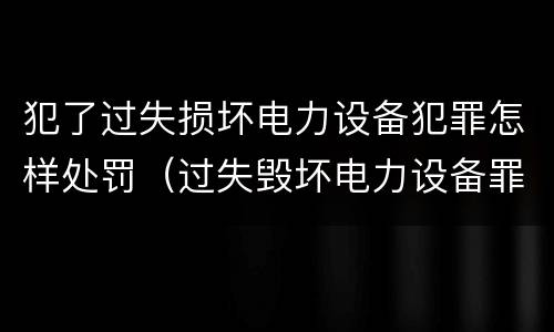 犯了过失损坏电力设备犯罪怎样处罚（过失毁坏电力设备罪）