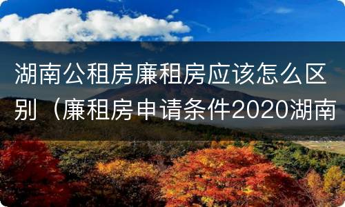 湖南公租房廉租房应该怎么区别（廉租房申请条件2020湖南）