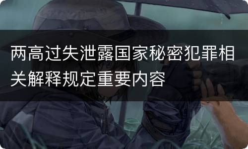 两高过失泄露国家秘密犯罪相关解释规定重要内容