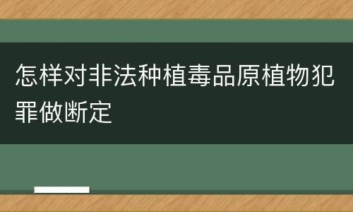 怎样对非法种植毒品原植物犯罪做断定