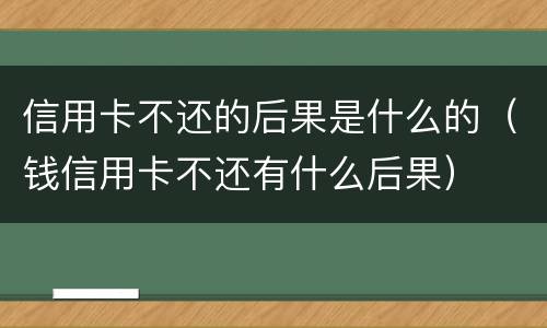 信用卡不还的后果是什么的（钱信用卡不还有什么后果）