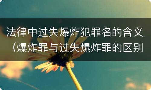 法律中过失爆炸犯罪名的含义（爆炸罪与过失爆炸罪的区别）