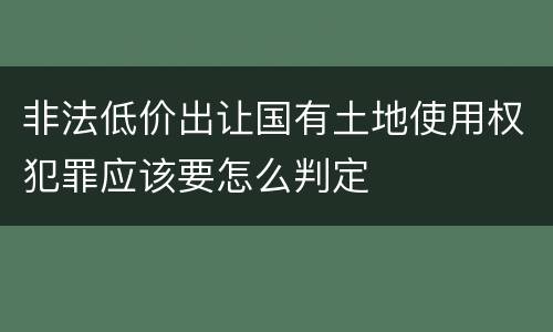非法低价出让国有土地使用权犯罪应该要怎么判定