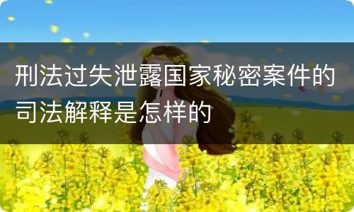 刑法过失泄露国家秘密案件的司法解释是怎样的