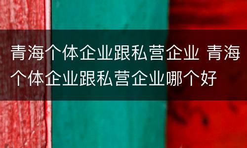 青海个体企业跟私营企业 青海个体企业跟私营企业哪个好
