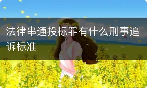 法律串通投标罪有什么刑事追诉标准