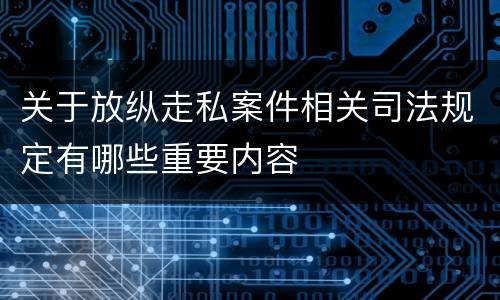 关于放纵走私案件相关司法规定有哪些重要内容