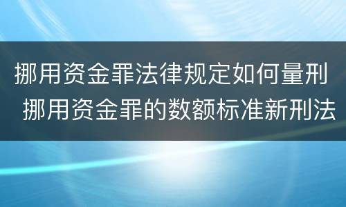 挪用资金罪法律规定如何量刑 挪用资金罪的数额标准新刑法