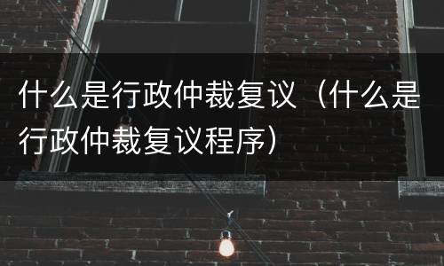 什么是行政仲裁复议（什么是行政仲裁复议程序）