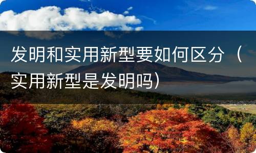 发明和实用新型要如何区分（实用新型是发明吗）