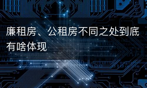 廉租房、公租房不同之处到底有啥体现