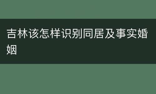 吉林该怎样识别同居及事实婚姻