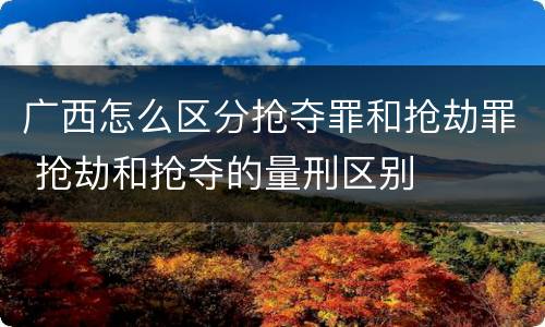 广西怎么区分抢夺罪和抢劫罪 抢劫和抢夺的量刑区别