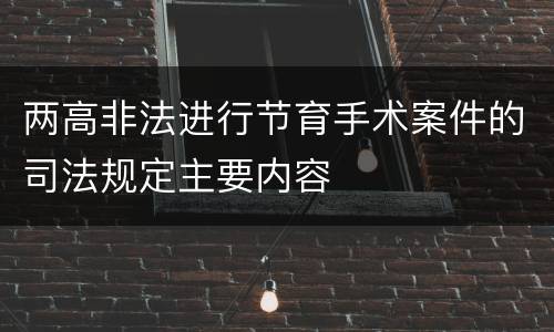 两高非法进行节育手术案件的司法规定主要内容