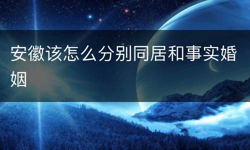 安徽该怎么分别同居和事实婚姻