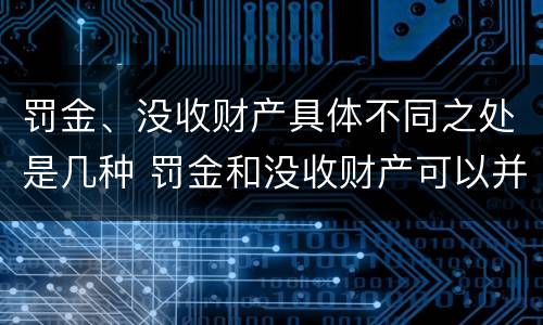 罚金、没收财产具体不同之处是几种 罚金和没收财产可以并处吗