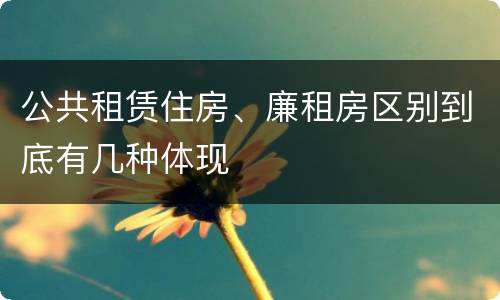 公共租赁住房、廉租房区别到底有几种体现