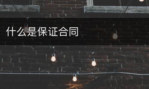 什么是保证合同