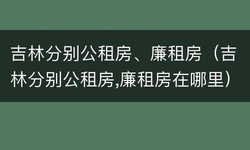 吉林分别公租房、廉租房（吉林分别公租房,廉租房在哪里）