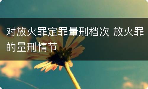 对放火罪定罪量刑档次 放火罪的量刑情节