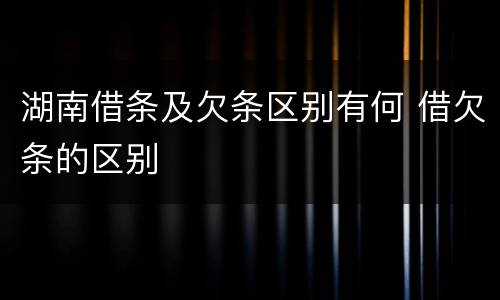 湖南借条及欠条区别有何 借欠条的区别