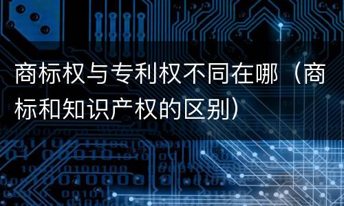 商标权与专利权不同在哪（商标和知识产权的区别）
