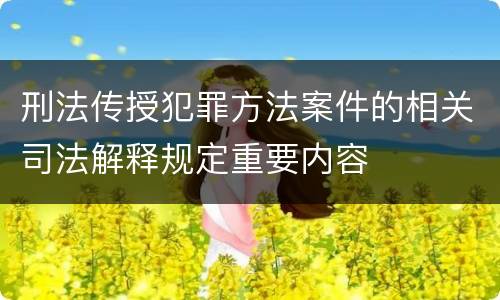 刑法传授犯罪方法案件的相关司法解释规定重要内容