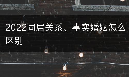 2022同居关系、事实婚姻怎么区别