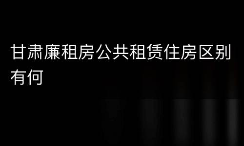 甘肃廉租房公共租赁住房区别有何