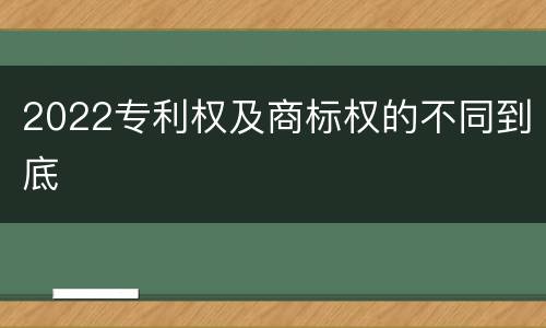 2022专利权及商标权的不同到底