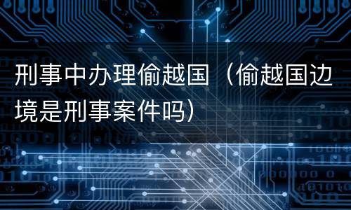 刑事中办理偷越国（偷越国边境是刑事案件吗）
