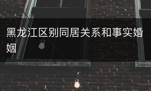 黑龙江区别同居关系和事实婚姻