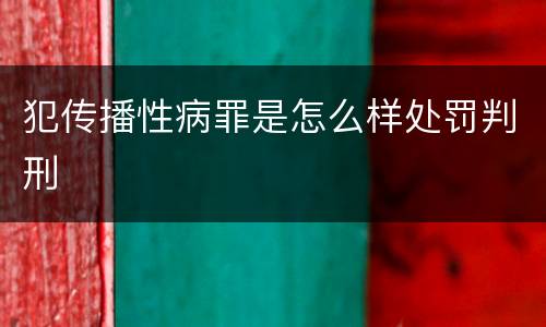 犯传播性病罪是怎么样处罚判刑
