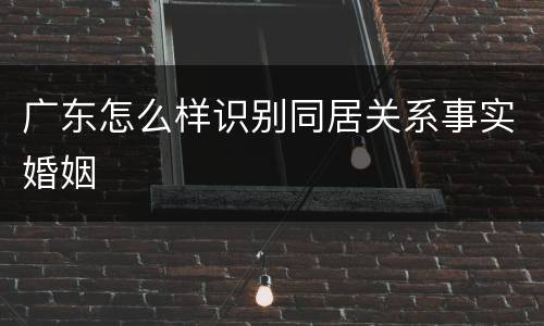 广东怎么样识别同居关系事实婚姻