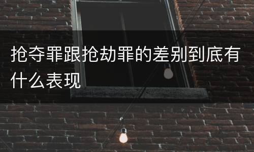 抢夺罪跟抢劫罪的差别到底有什么表现