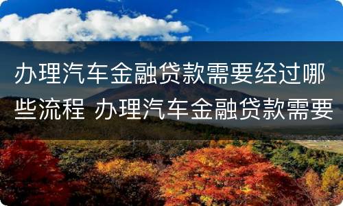 办理汽车金融贷款需要经过哪些流程 办理汽车金融贷款需要经过哪些流程和手续