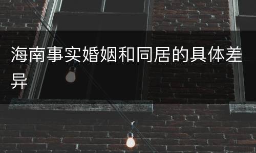 海南事实婚姻和同居的具体差异