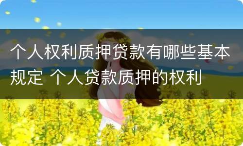 个人权利质押贷款有哪些基本规定 个人贷款质押的权利