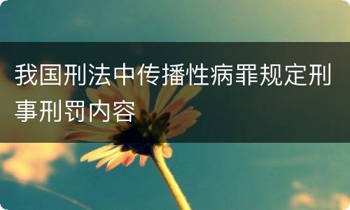 我国刑法中传播性病罪规定刑事刑罚内容