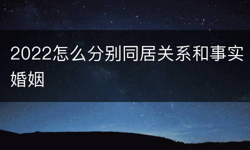 2022怎么分别同居关系和事实婚姻