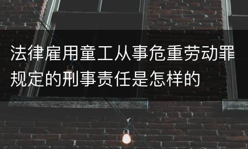 法律雇用童工从事危重劳动罪规定的刑事责任是怎样的