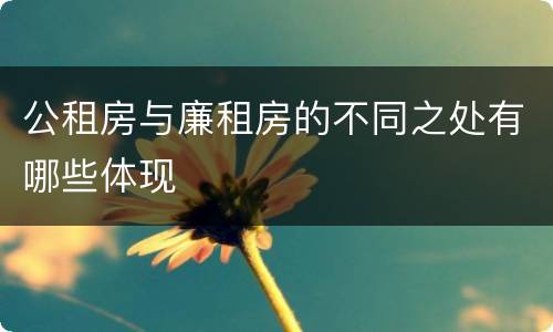 公租房与廉租房的不同之处有哪些体现
