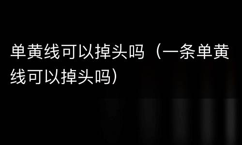 单黄线可以掉头吗（一条单黄线可以掉头吗）
