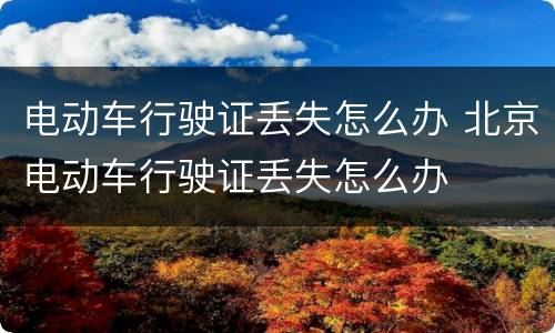 电动车行驶证丢失怎么办 北京电动车行驶证丢失怎么办