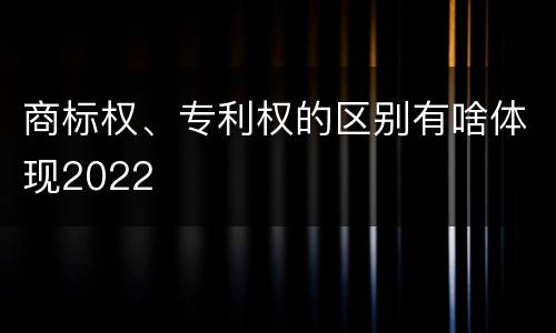 商标权、专利权的区别有啥体现2022